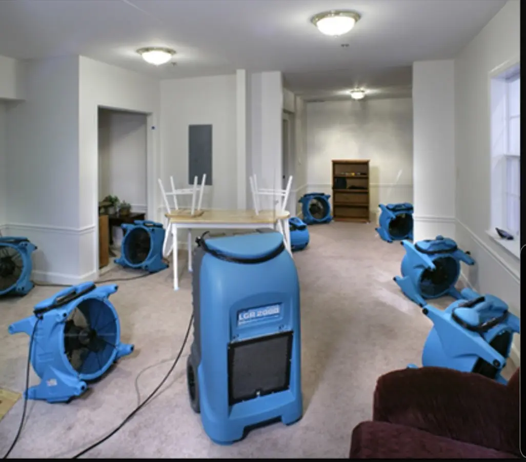 Air movers and dehumidifier setup for Water Extraction & Removal in Eagle Point