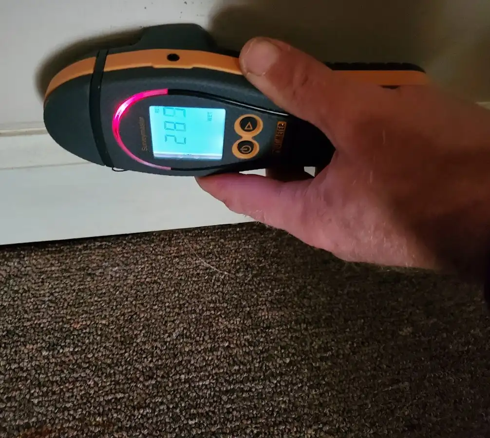 Moisture detection at baseboard during Sewage Cleanup & Sanitation in Eagle Point